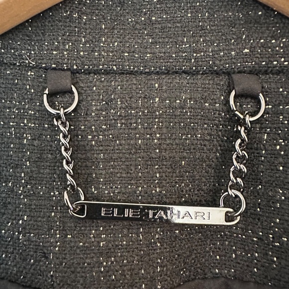 Elie Tahari Blazer Jacket Women's Size 14 Gold Kissed Metallic Weave Elegant - Picture 7 of 16